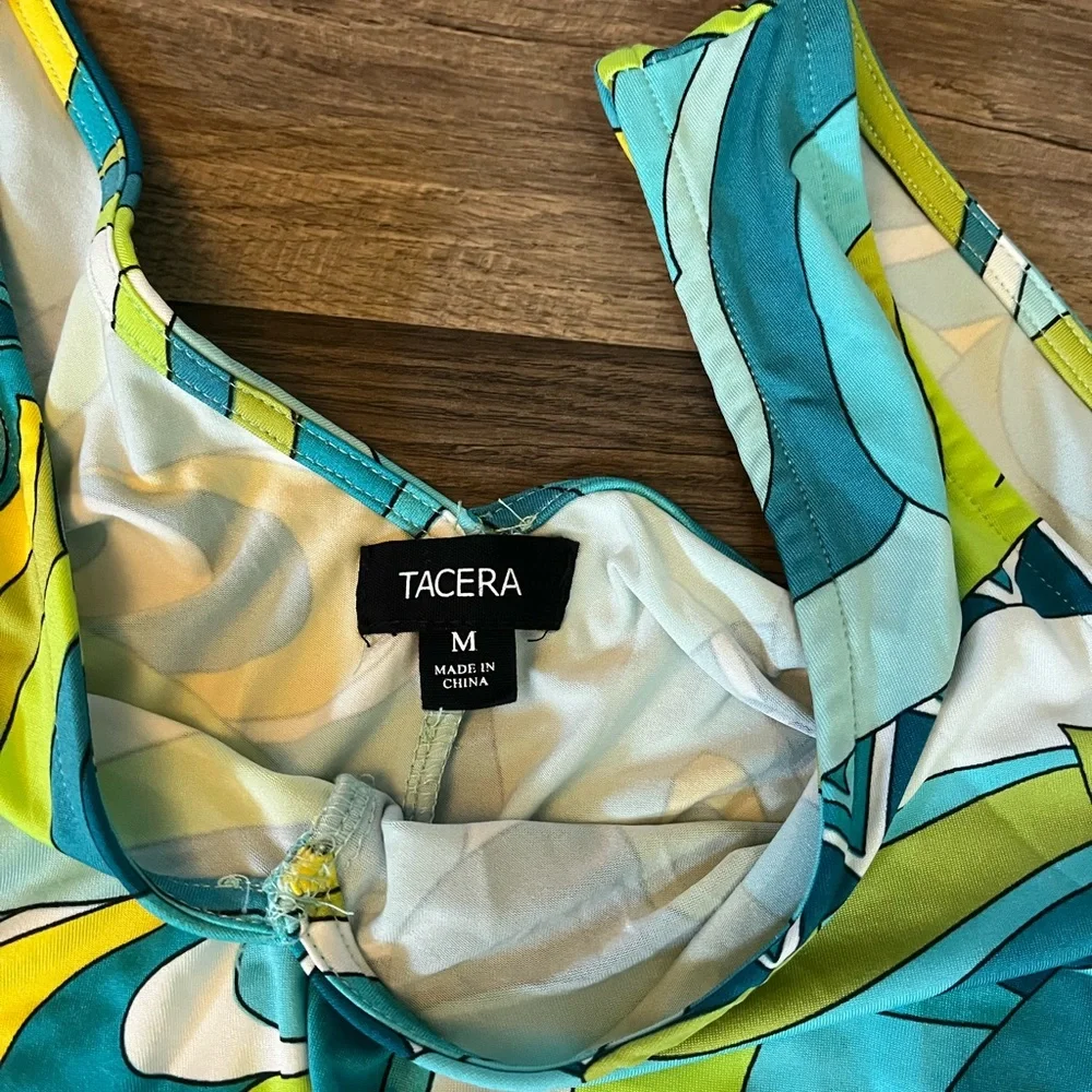 Tacera Retro 70’s Style Sleeveless Dress with Sash SZ Medium - Picture 3 of 9